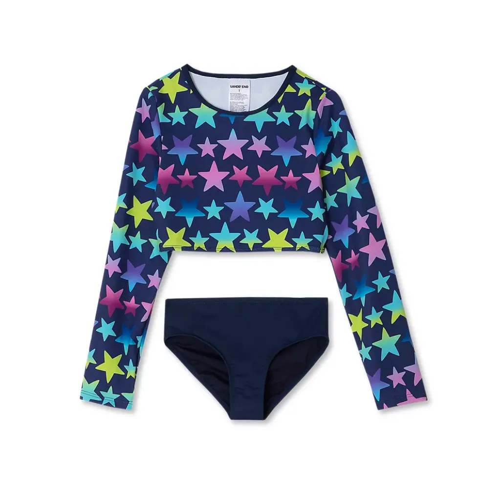 Girls Long Sleeve Top Bikini Set Swimsuit
