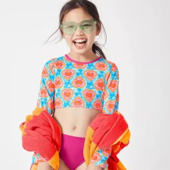 Girls Long Sleeve Top Bikini Set Swimsuit