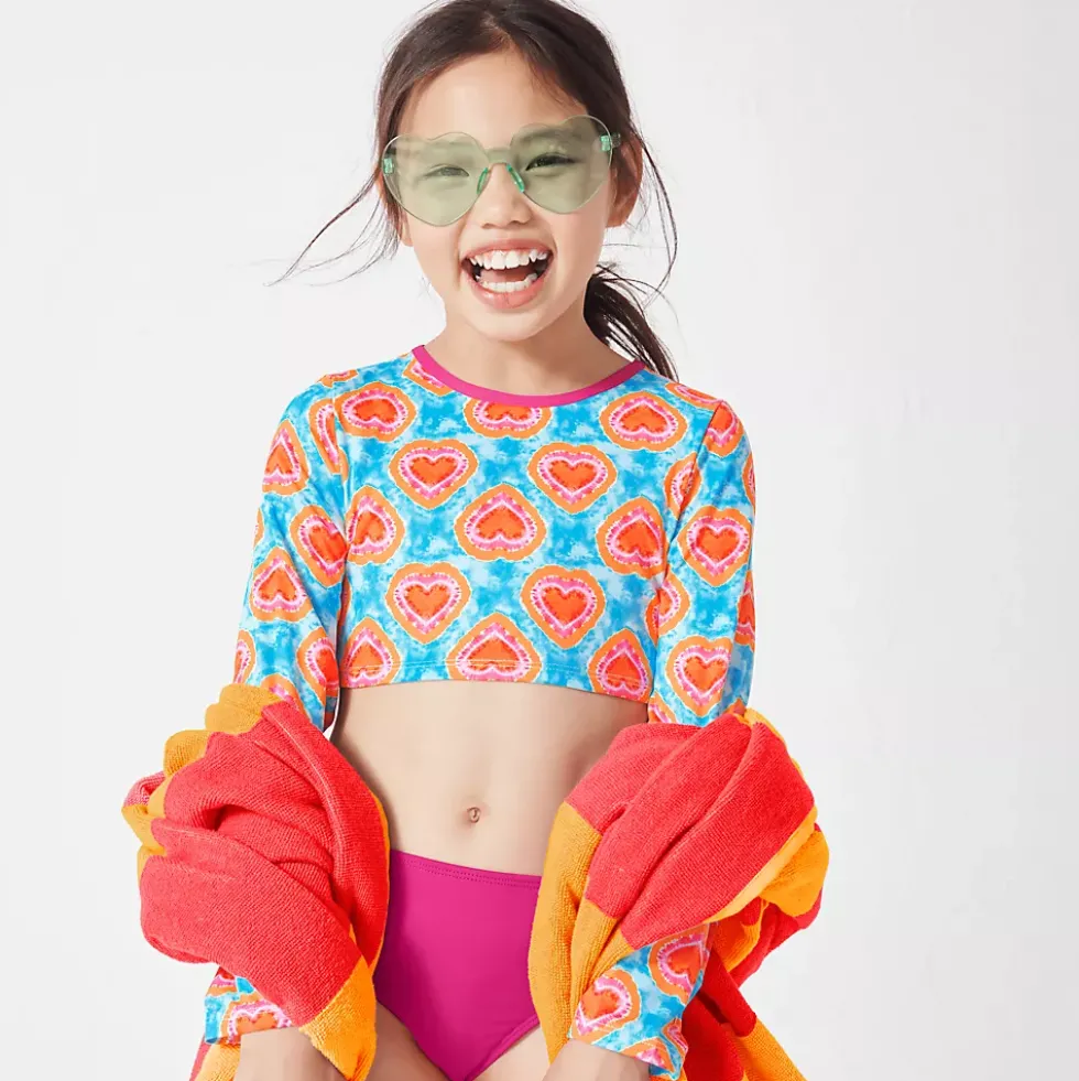 Girls Long Sleeve Top Bikini Set Swimsuit