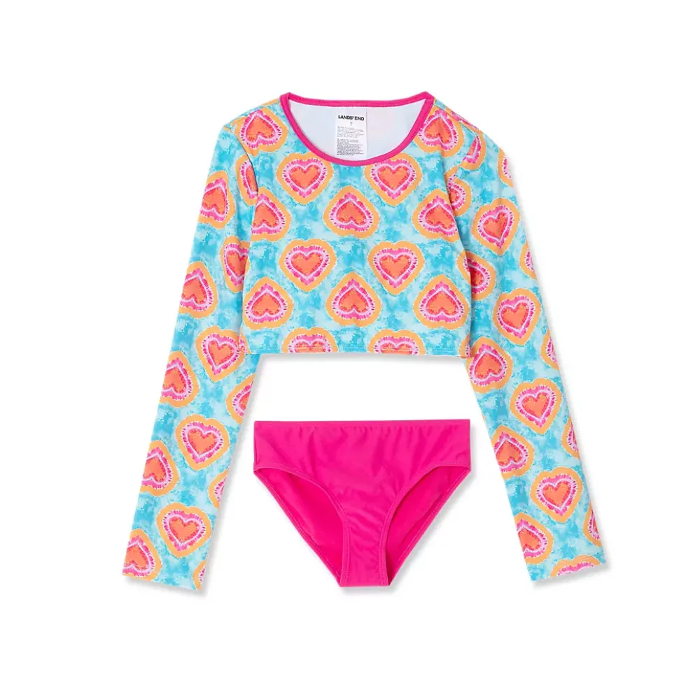 Girls Long Sleeve Top Bikini Set Swimsuit