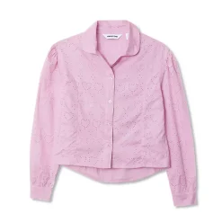 Girls Long Sleeve Woven Hearts Top