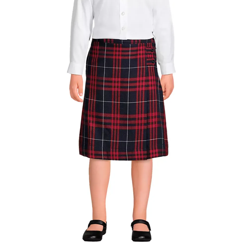 Girls Plaid A-line Skirt Below the Knee