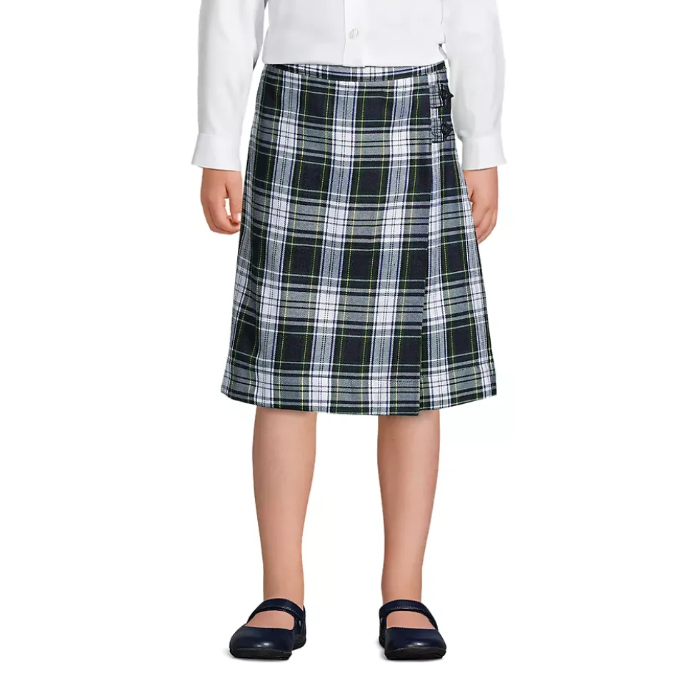 Girls Plaid A-line Skirt Below the Knee