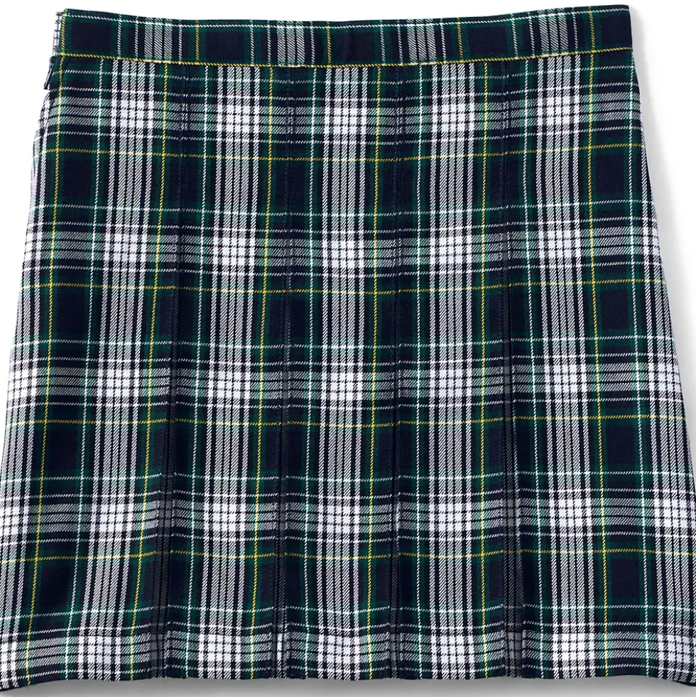 Girls Plaid Box Pleat Skirt Top of the Knee