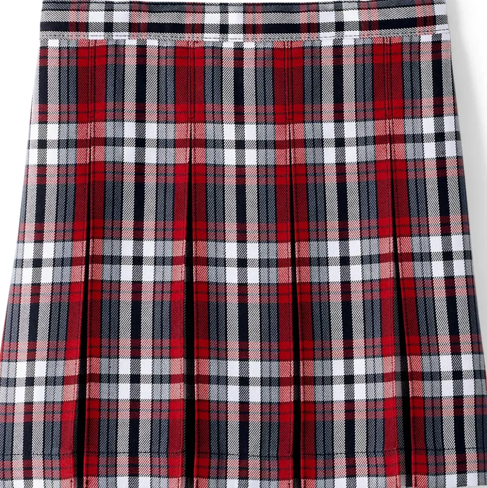 Girls Plaid Box Pleat Skirt Top of the Knee