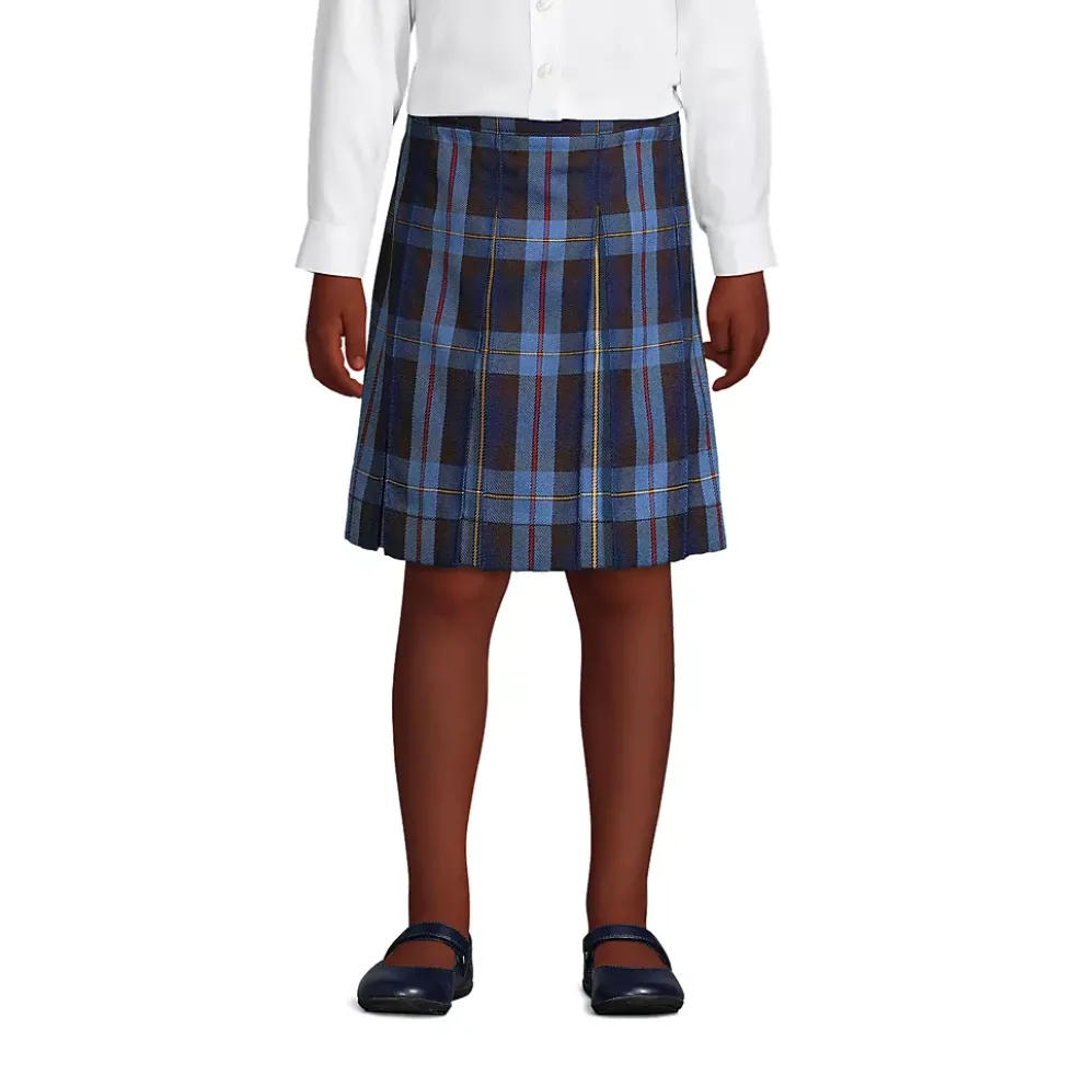 Girls Plaid Box Pleat Skirt Top of the Knee
