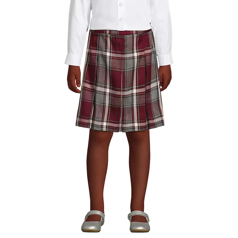 Girls Plaid Box Pleat Skirt Top of the Knee