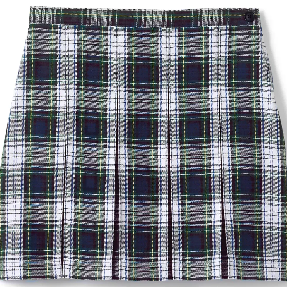 Girls Plaid Box Pleat Skirt Top of the Knee