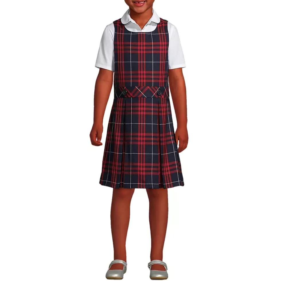 Girls Plaid Jumper Top of Knee