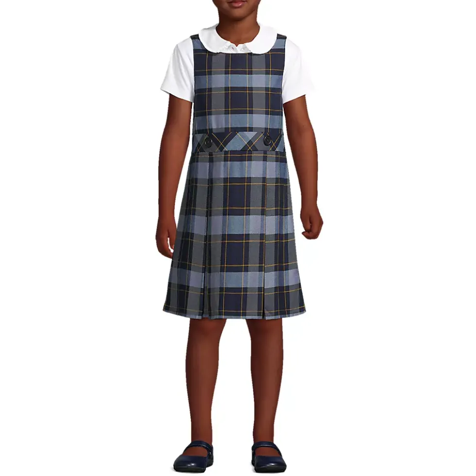Girls Plaid Jumper Top of Knee