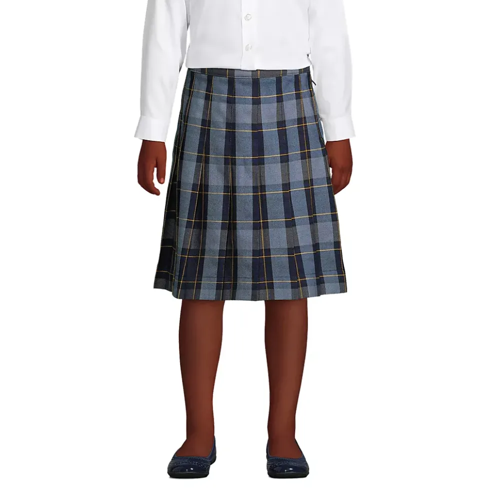 Girls Plaid Pleated Skirt Below the Knee