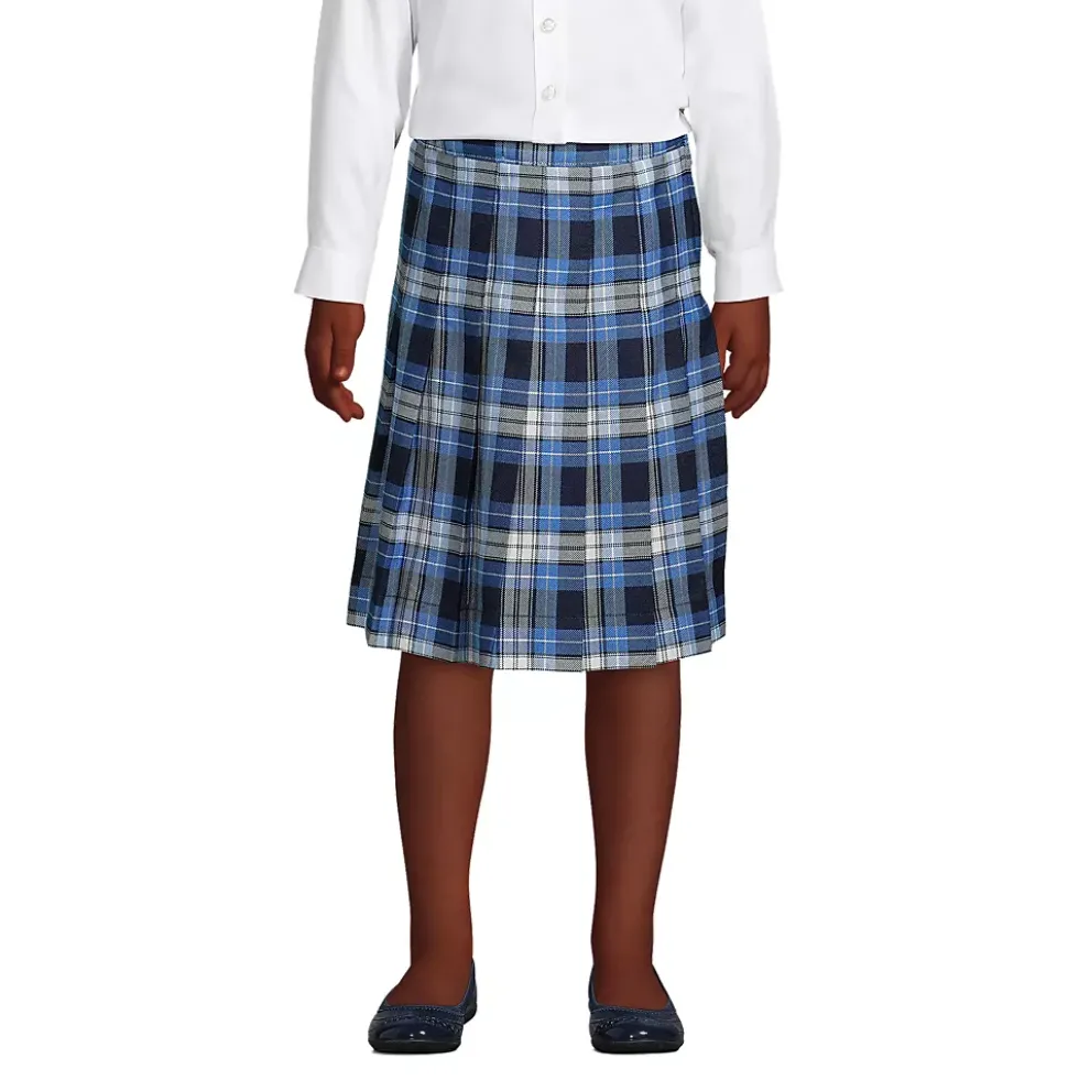 Girls Plaid Pleated Skirt Below the Knee