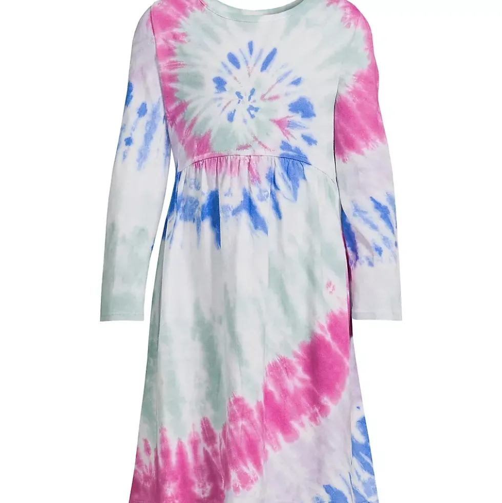 Girls Plus Long Sleeve Gathered Waist Jersey Dress