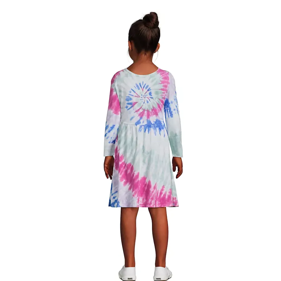 Girls Plus Long Sleeve Gathered Waist Jersey Dress