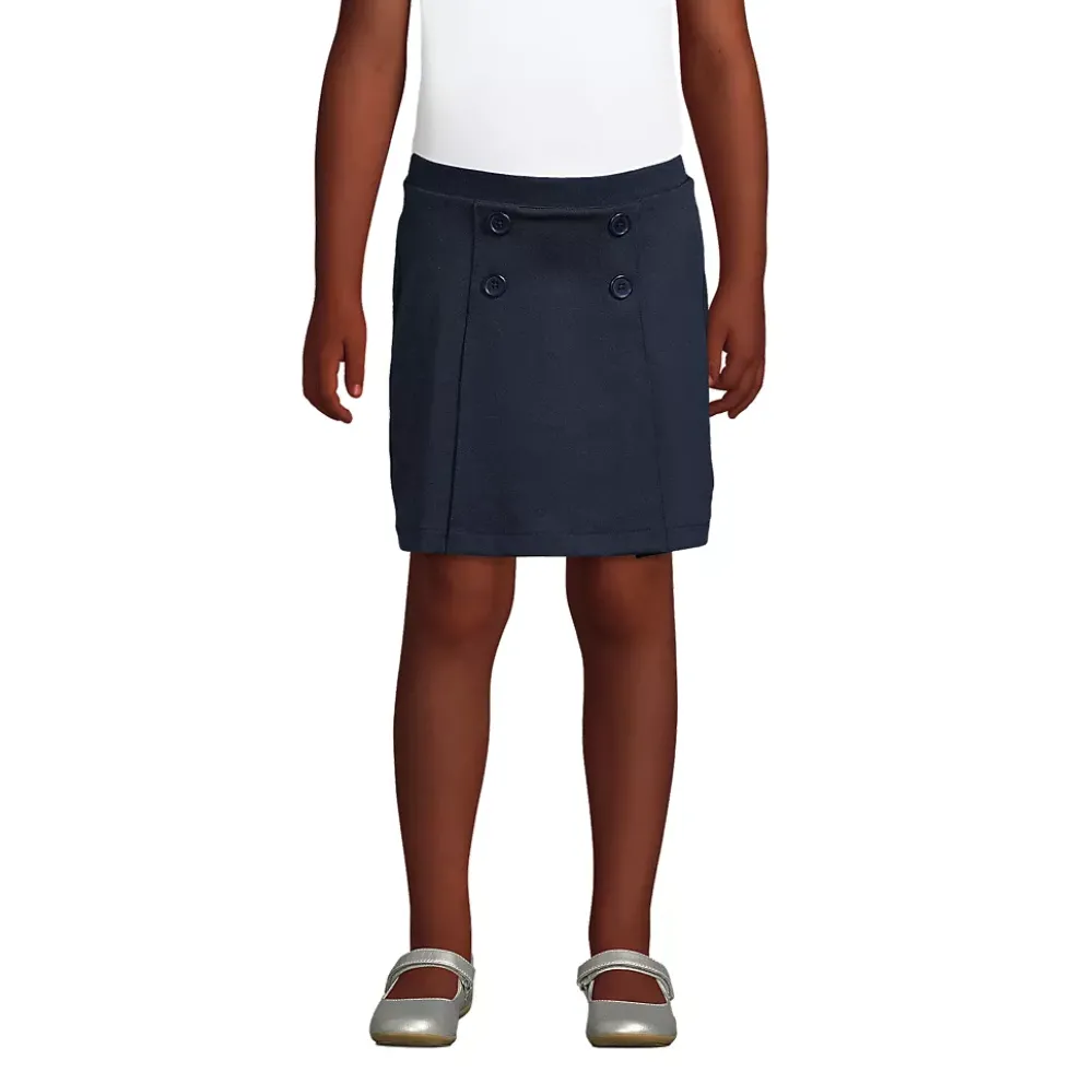 Girls Ponte Button Front Skort Above the Knee