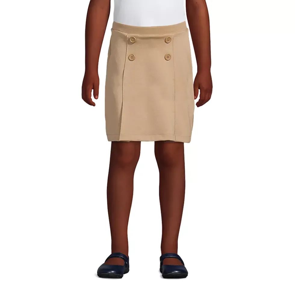 Girls Ponte Button Front Skort Above the Knee