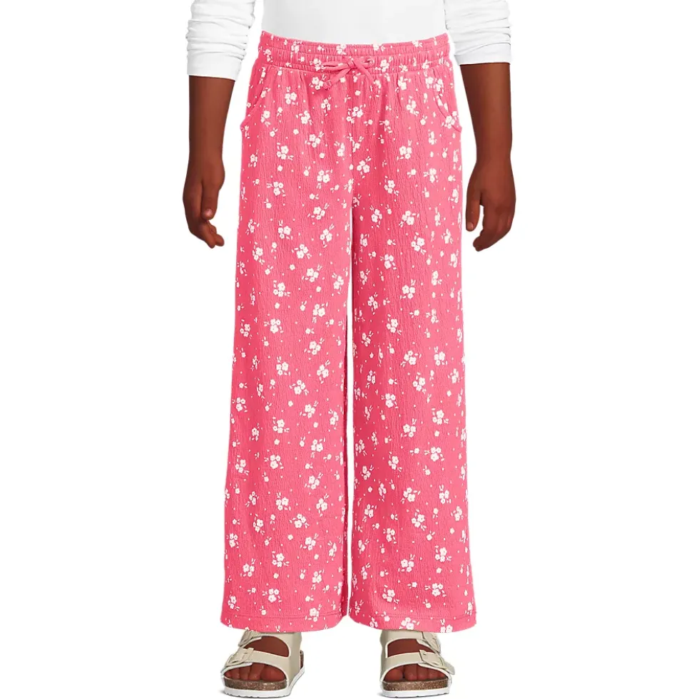 Girls Pull On Knit Gauze Wide Leg Pants