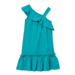 Girls Ruffle Asymmetrical Dress