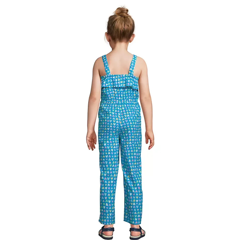 Girls Ruffle Trimmed Pattern Jumpsuit