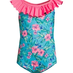 Girls Scoop Ruffle Neck One Piece Swimsuit