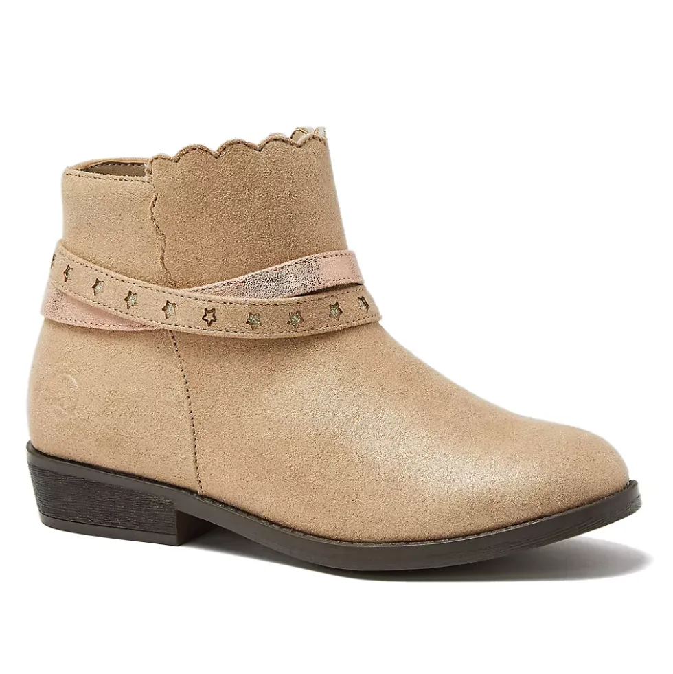Girls Shimmer Zip Up Western Booties