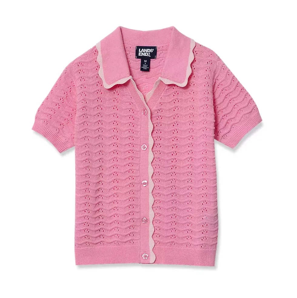 Girls Short Sleeve Collared Sweater