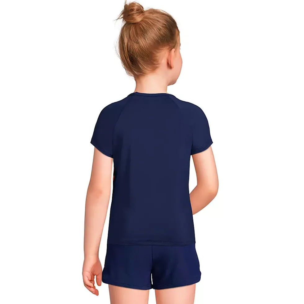 Girls Short Sleeve Crew Neck UPF 50 Swim Rash Guard