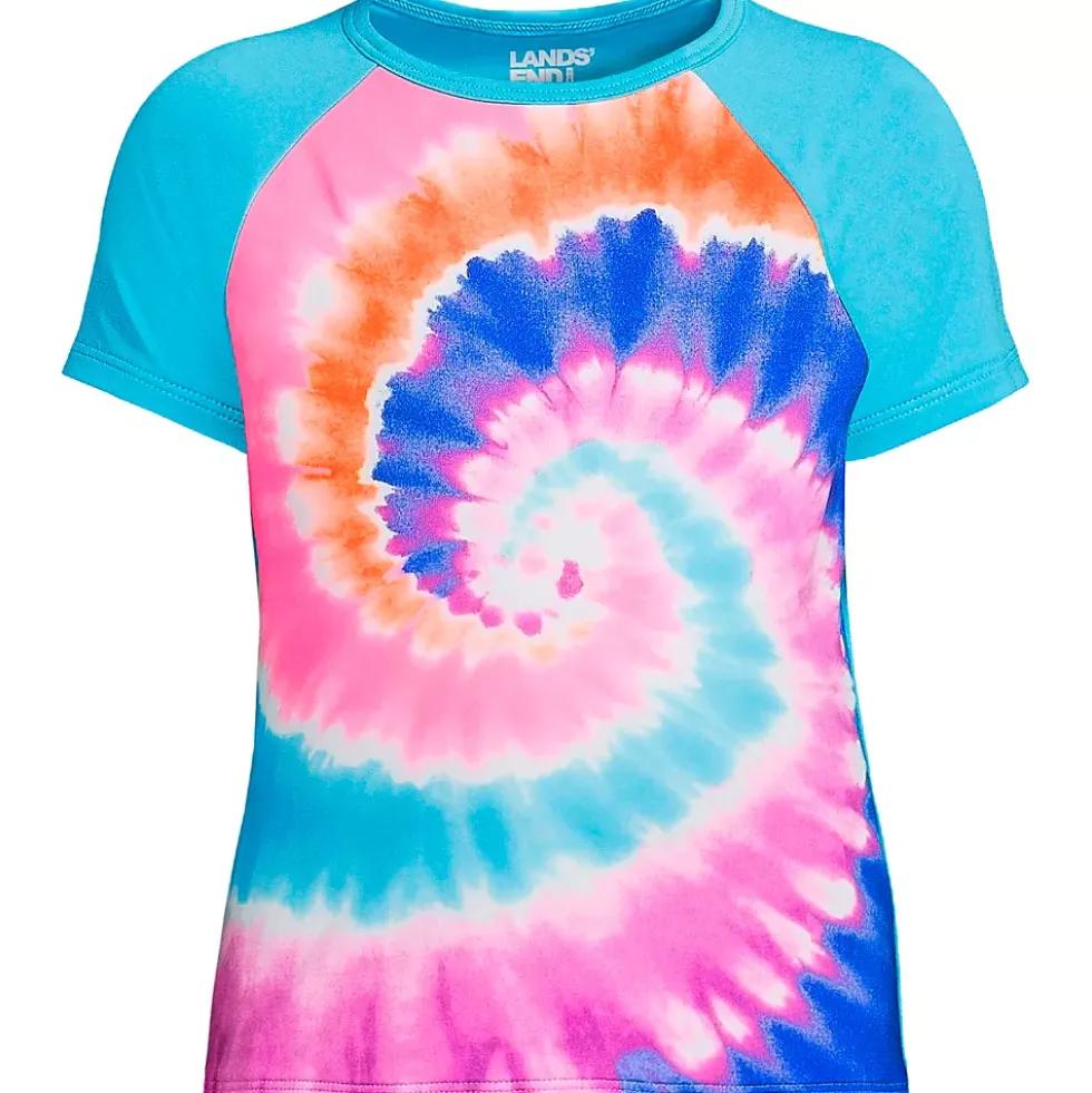 Girls Short Sleeve Crew Neck UPF 50 Swim Rash Guard