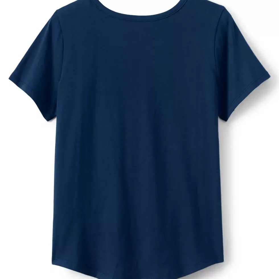 Girls Short Sleeve Curved Hem Graphic Tee Shirt