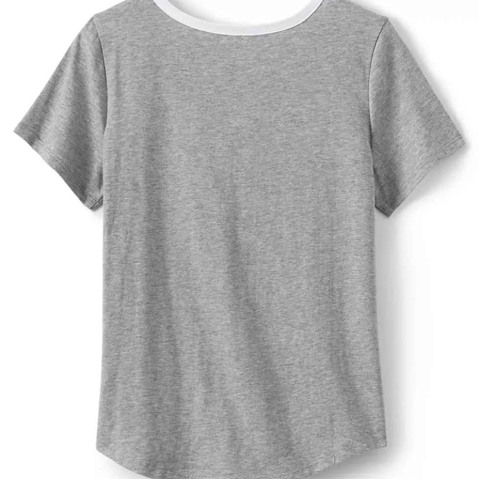 Girls Short Sleeve Curved Hem Graphic Tee Shirt