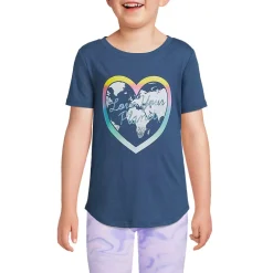 Girls Short Sleeve Curved Hem Graphic Tee Shirt