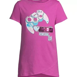 Girls Short Sleeve Curved Hem Graphic T-Shirt