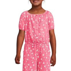 Girls Short Sleeve Knit Gauze Puff Sleeve Top
