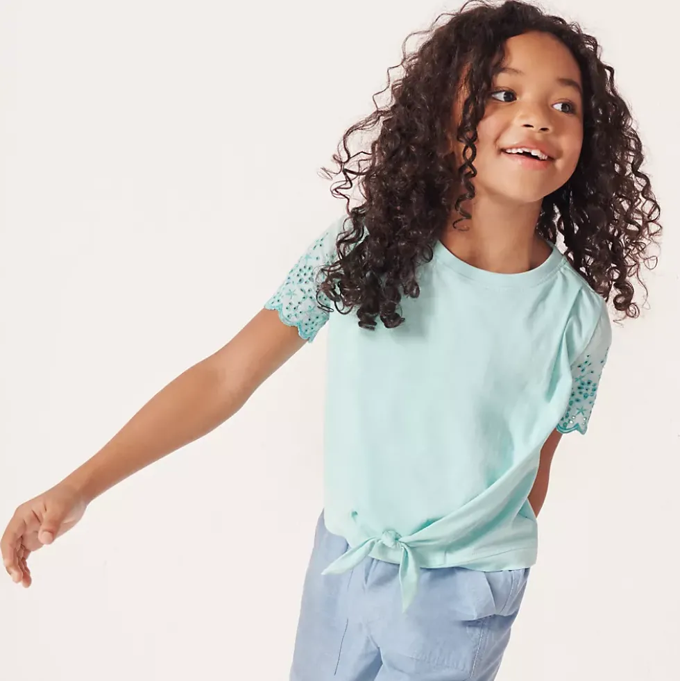 Girls Short Sleeve Knotted Tee