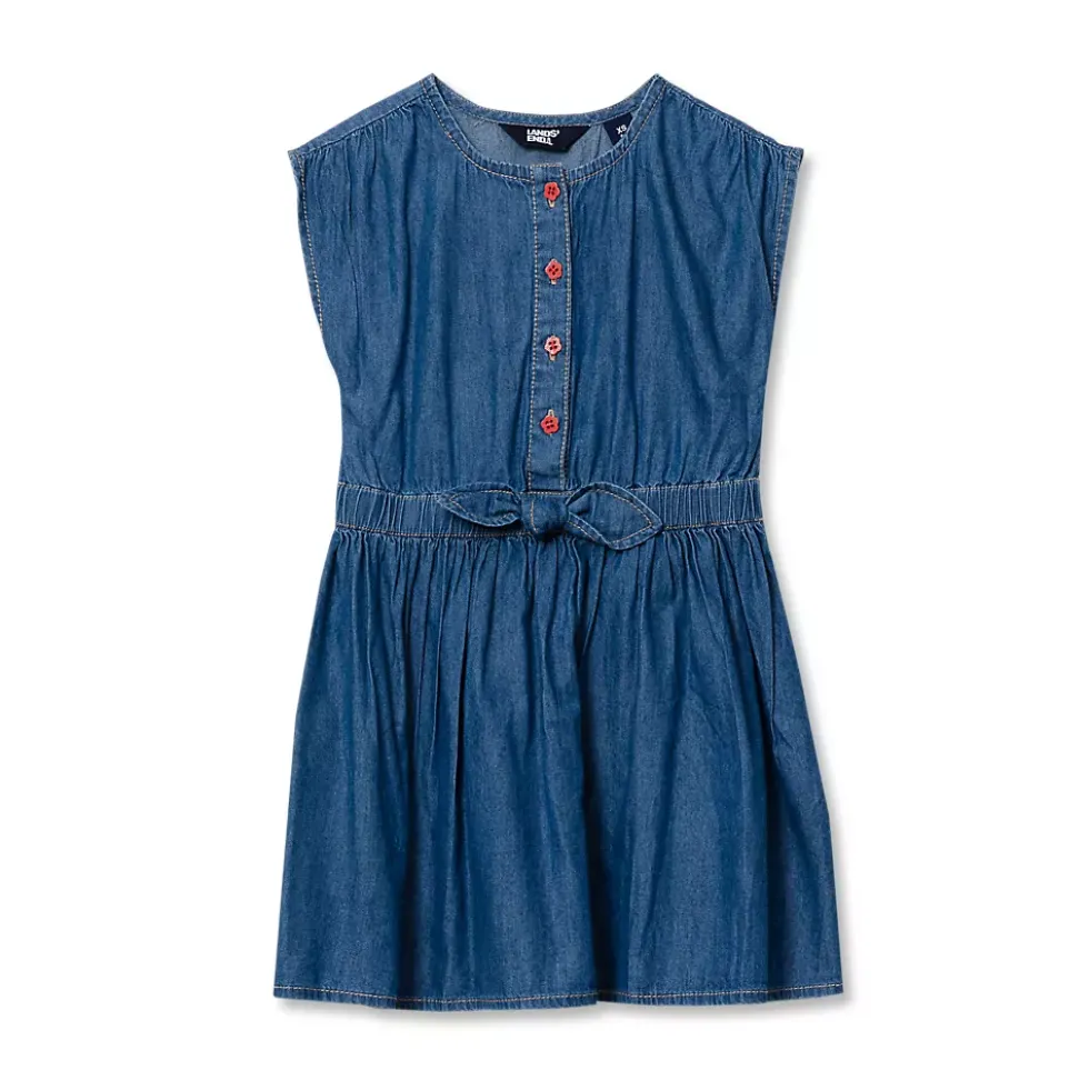 Girls Short Sleeve Lightweight Denim Dress