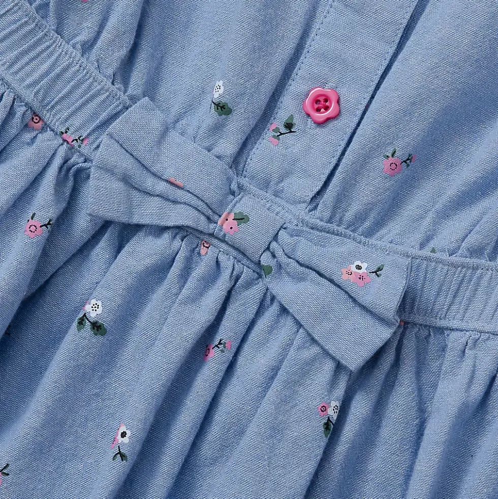 Girls Short Sleeve Lightweight Denim Dress