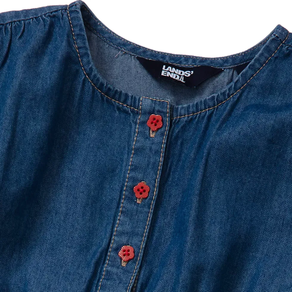 Girls Short Sleeve Lightweight Denim Dress