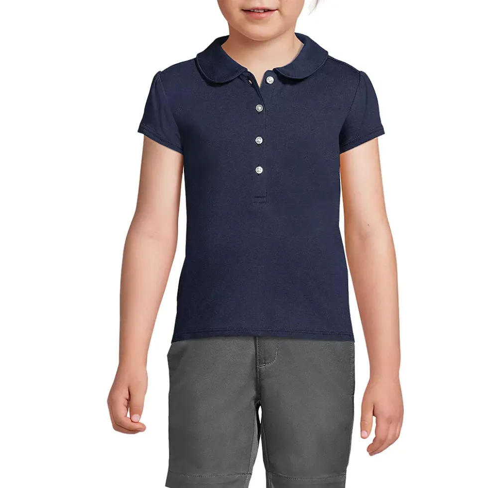 Girls Short Sleeve Peter Pan Collar Polo Shirt