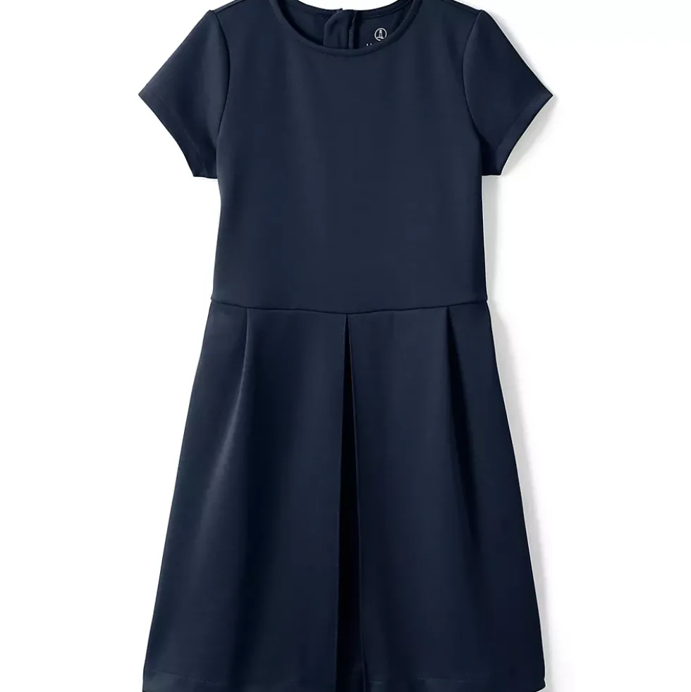 Girls Short Sleeve Ponte Dress Top of Knee