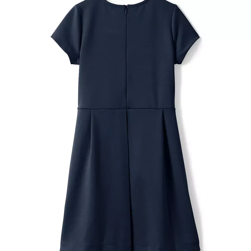 Girls Short Sleeve Ponte Dress Top of Knee