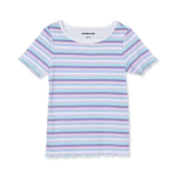 Girls Short Sleeve Ribbed Knit Tee