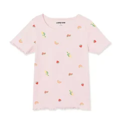 Girls Short Sleeve Ribbed Knit Tee