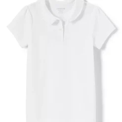 Girls Short Sleeve Ruffled Peter Pan Collar Knit Shirt