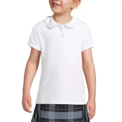 Girls Short Sleeve Ruffled Peter Pan Collar Knit Shirt