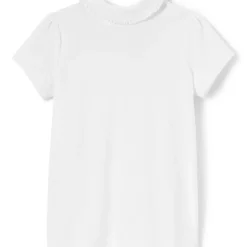 Girls Short Sleeve Ruffled Peter Pan Collar Knit Shirt