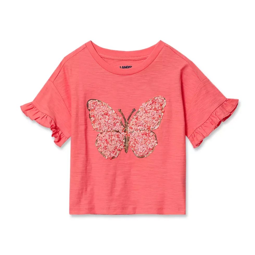 Girls Short Sleeve Ruffle Tee
