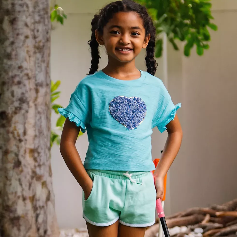 Girls Short Sleeve Ruffle Tee