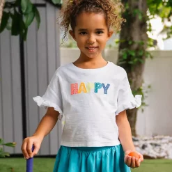 Girls Short Sleeve Ruffle Tee