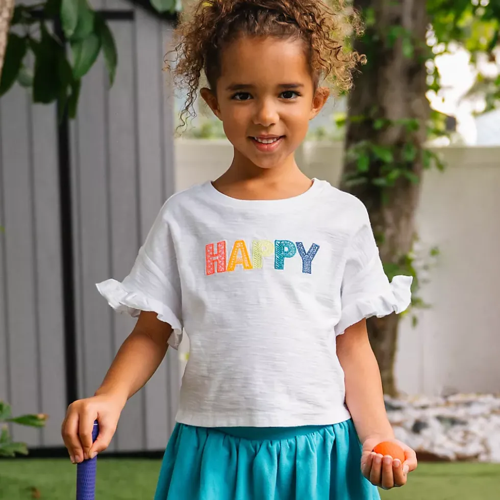 Girls Short Sleeve Ruffle Tee