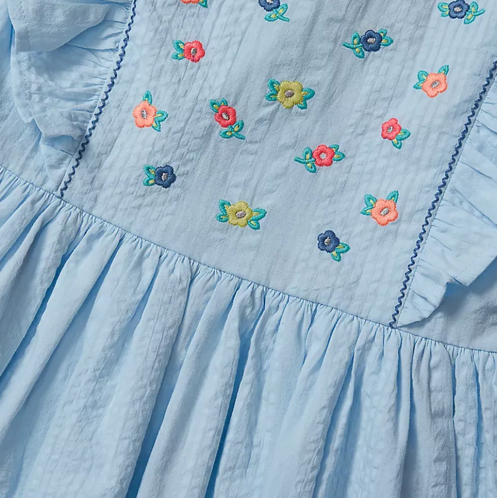 Girls Short Sleeve Seersucker Dress